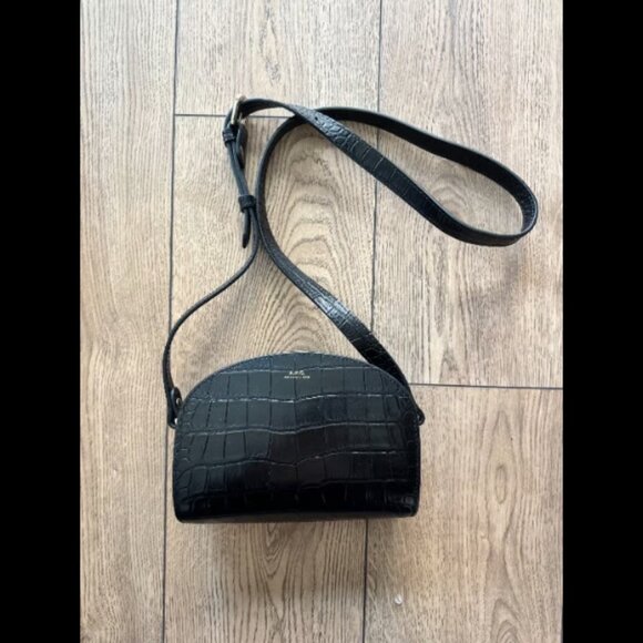 A.P.C. MINI Demi-Lune Bag Black Croc Leather - Picture 6 of 6